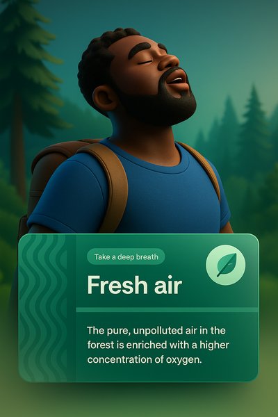 Man Enjoying Fresh Air in Lush Forest Setting