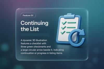 3D Effect Page Design Featuring Checklist and Progress Indicator