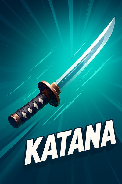 Dynamic Katana Illustration with Bold Typography
