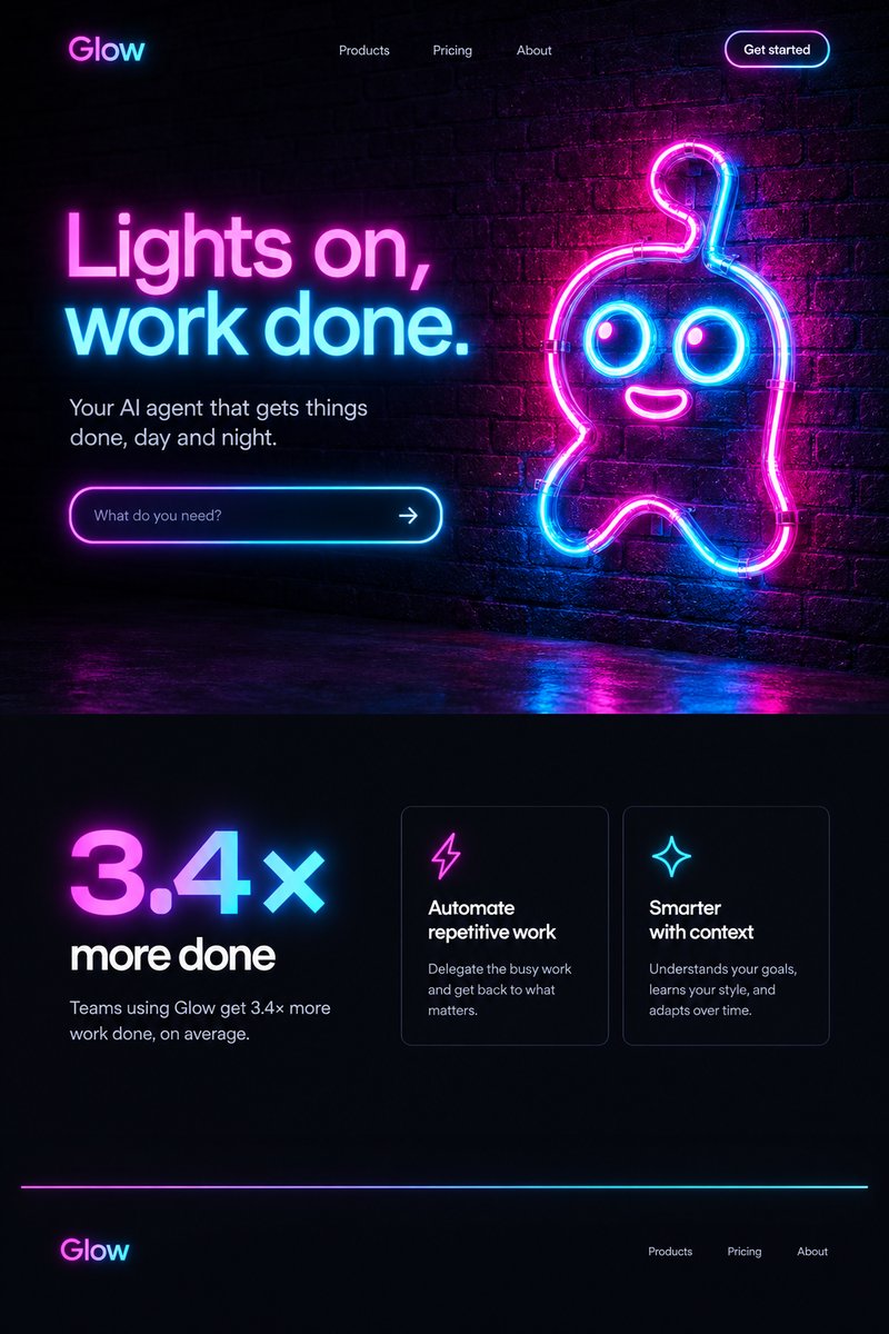 AI agent landing page design