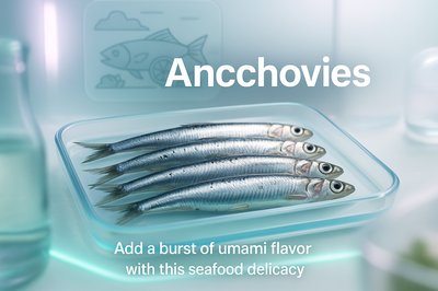 Fresh Anchovies Display in Glass Dish for Culinary Use