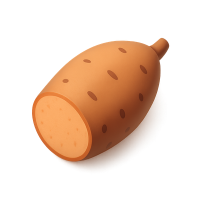 Stylized 3D Yam Icon with Isometric Design