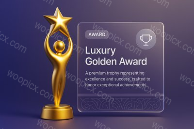 Elegant Golden Trophy Award with Glass Effect
