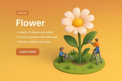 Charming 3D Scene of Flower Gardening with Characters