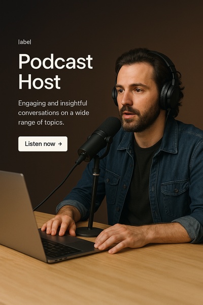 Stylish Podcast Host Web Page Design Concept
