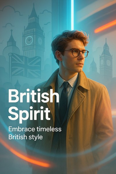 Stylish Fashion Promotion Featuring British Heritage Aesthetic