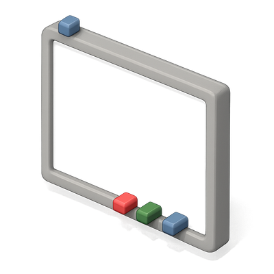 Stylish 3D Whiteboard Icon with Markers