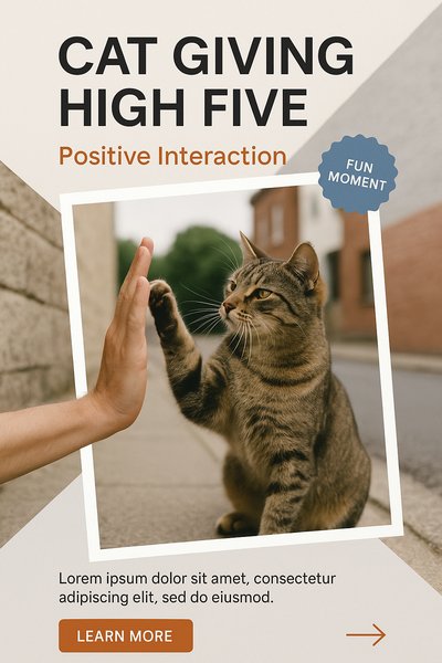 Cat Giving High Five - Fun Moment of Positive Interaction