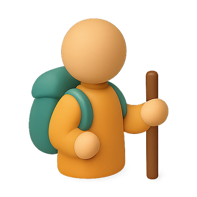 3D Illustration of a Hiker Character with Backpack