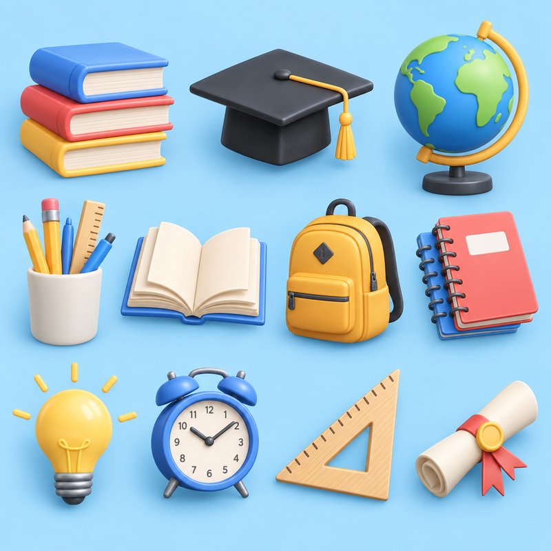 3D education icon set