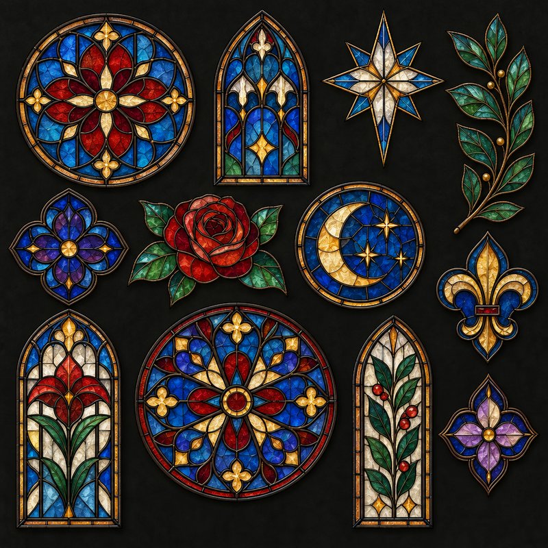 Stained Glass Design Elements Pack