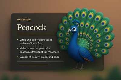 Stunning 3D Peacock Design with Information Blocks