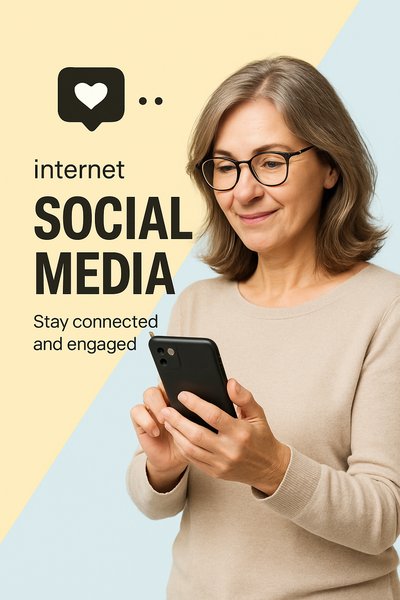 Middle Aged Woman Engaging with Social Media on Smartphone