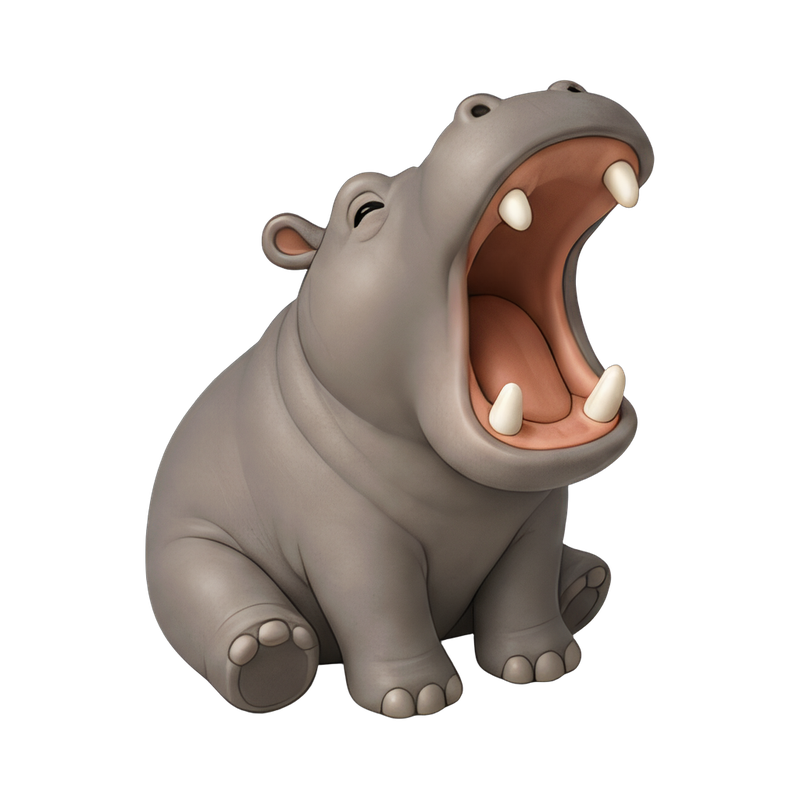 yawning hippo in the wild
