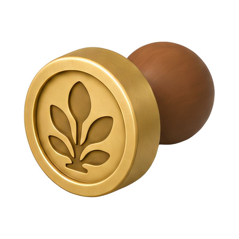 brass soap stamp on wood