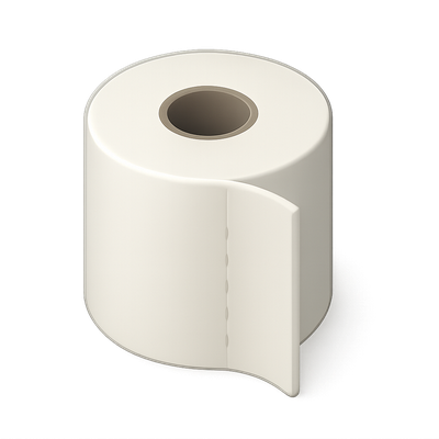 3D Isometric Toilet Paper Icon with Volumetric Feel