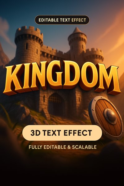 3D Text Effect Template Featuring a Castle Theme