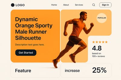 Dynamic Orange Sporty Male Runner Landing Page Design