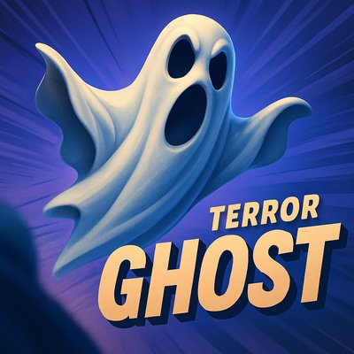 Dynamic Ghost Illustration with Bold Typography