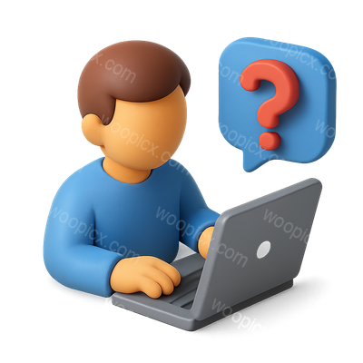 3D Information Icon Featuring a Person with Computer
