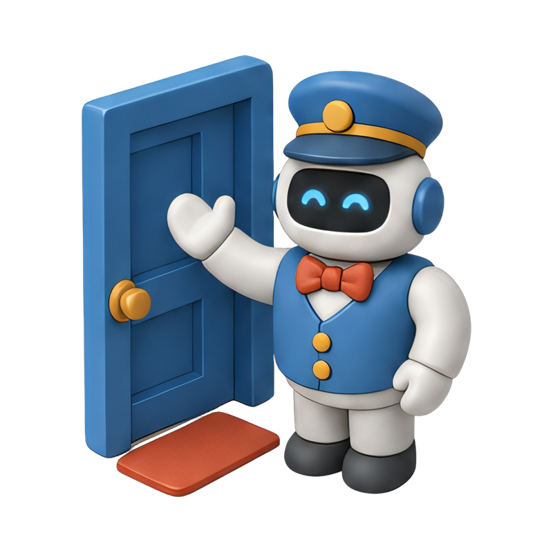 friendly robot doorman greeting