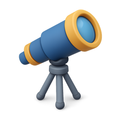 Stylish 3D Telescope Icon for Astronomy Enthusiasts