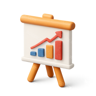 Colorful 3D Isometric Chart Icon on Transparent Background