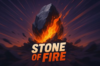 Dynamic Stone of Fire Illustration with Bold Typography