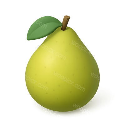 3D Pomelo Icon in Isometric Style with Leaf