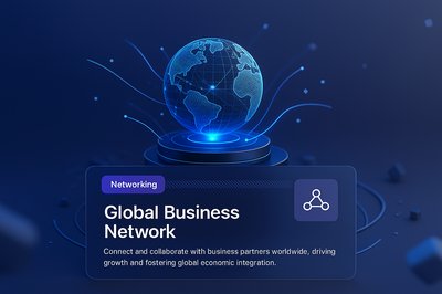 Abstract Global Business Network Concept with 3D Illustration