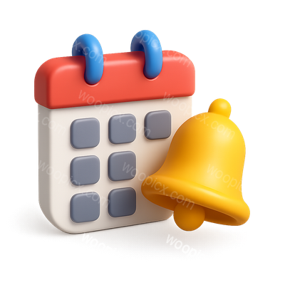 3D Calendar Icon with Alert Bell in Isometric View