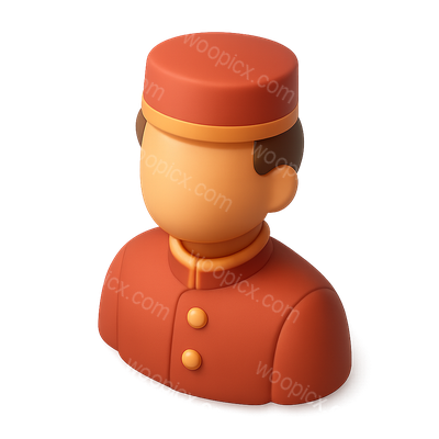 Stylized 3D Bellhop Icon with Isometric Design