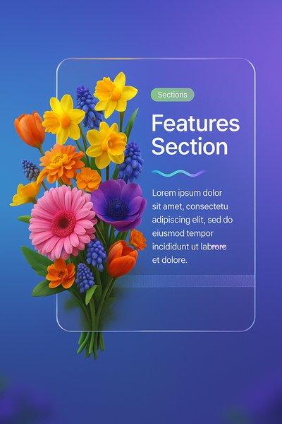 Colorful Spring Flower Bouquet 3D Design for Web Features Section