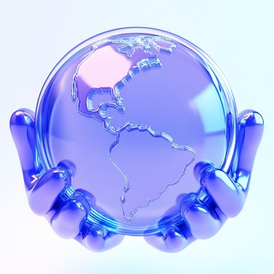 3D Render of Hands Holding a Transparent Globe