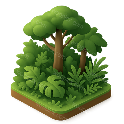 3D Tropical Rainforest Icon with Lush Foliage