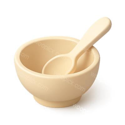 3D Bowl and Spoon Icon with Isometric Design