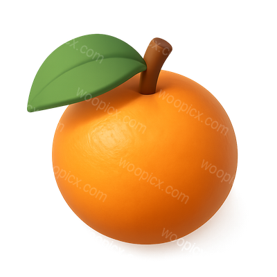 Vibrant 3D Orange Icon with Leaf Detail