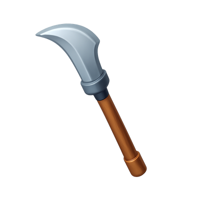 Stylized 3D Icon of a Curved Blade Tool