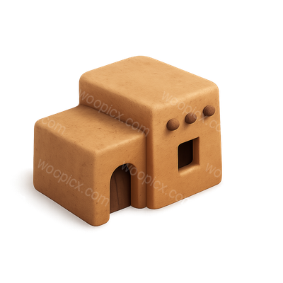 Stylized 3D Icon of a Brown Clay House