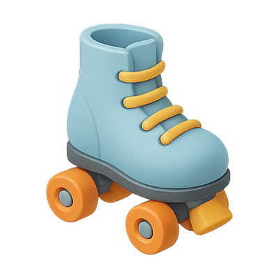 Stylized Blue Roller Skate Icon for Playful Themes