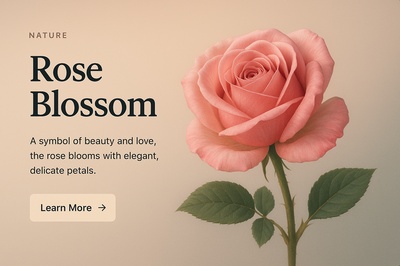 Elegant Realism of a Rose Blossom with Text Overlay
