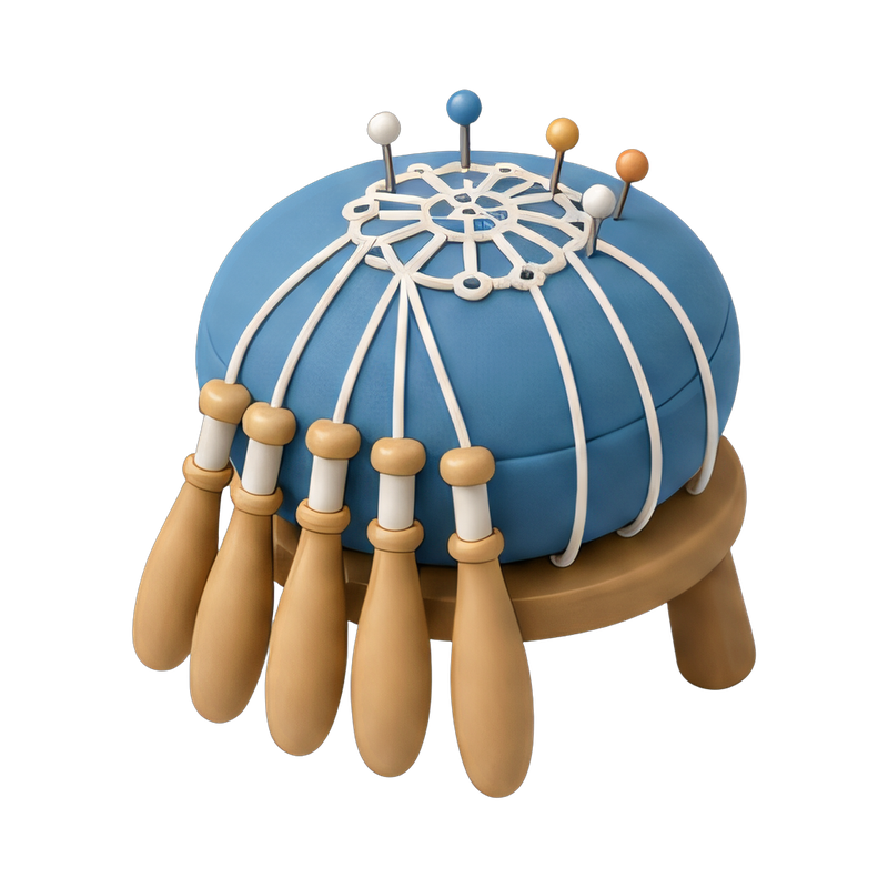 delicate lace bobbin pillow