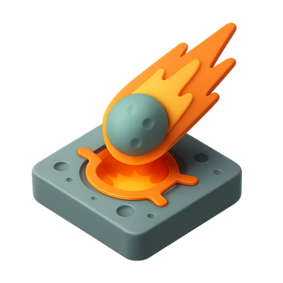 3D Render of a Meteor Impacting a Surface