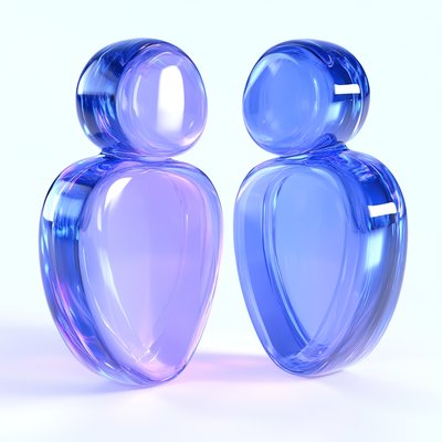Stylized Abstract Duo of Glass Figurines