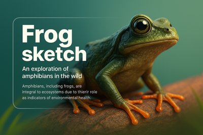 3D Frog Illustration with Detailed Text Elements