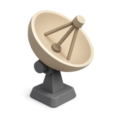 Stylized 3D Radio Telescope Icon with Isometric View