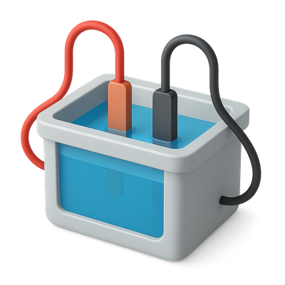 3D Icon of an Electroplating Bath with Wires
