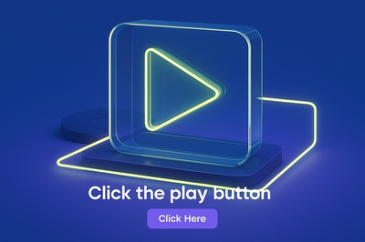 Neon Play Button Icon with Glow Effect