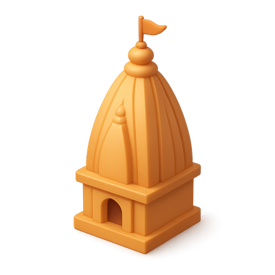3D Hindu Temple Icon with Isometric View