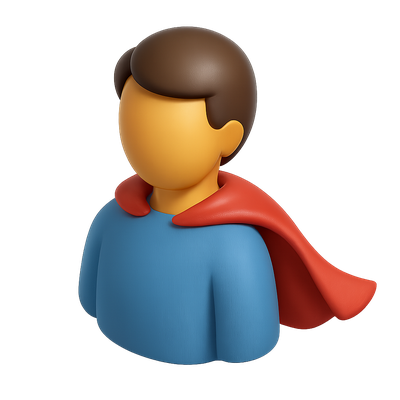 3D Icon of a Caped Character in Isometric View